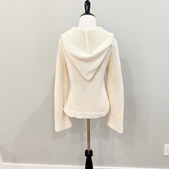 Vintage Y2K Gap Sweater Womens M Ivory 100% Cotton Bell Sleeve Chunky Fisherman - Picture 4 of 11